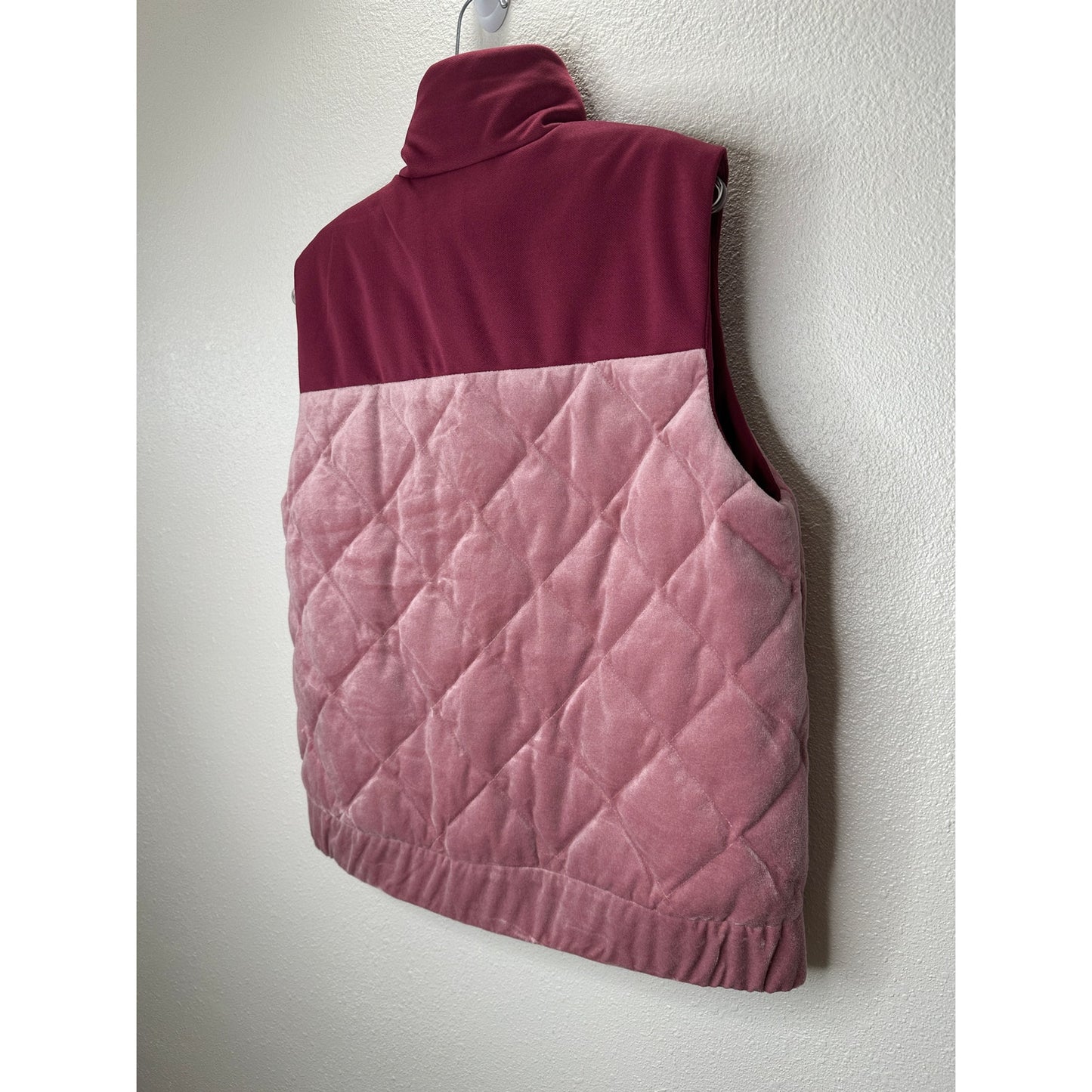 NWT Moncler Purple & Pink Mixed Media Sleeveless Velvet Short Vest L