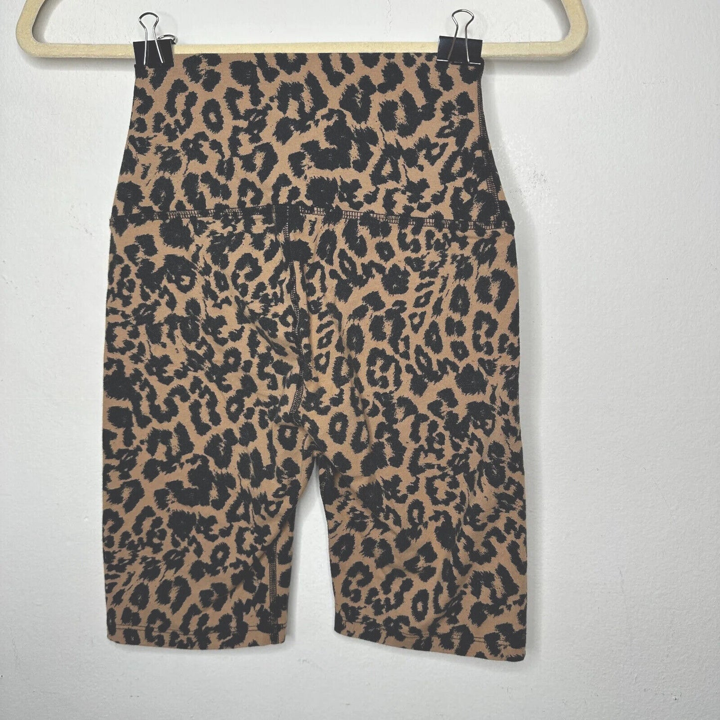 LNA Leopard Print High Band Waist Silhouette Biker Shorts Cotton Spandex Small