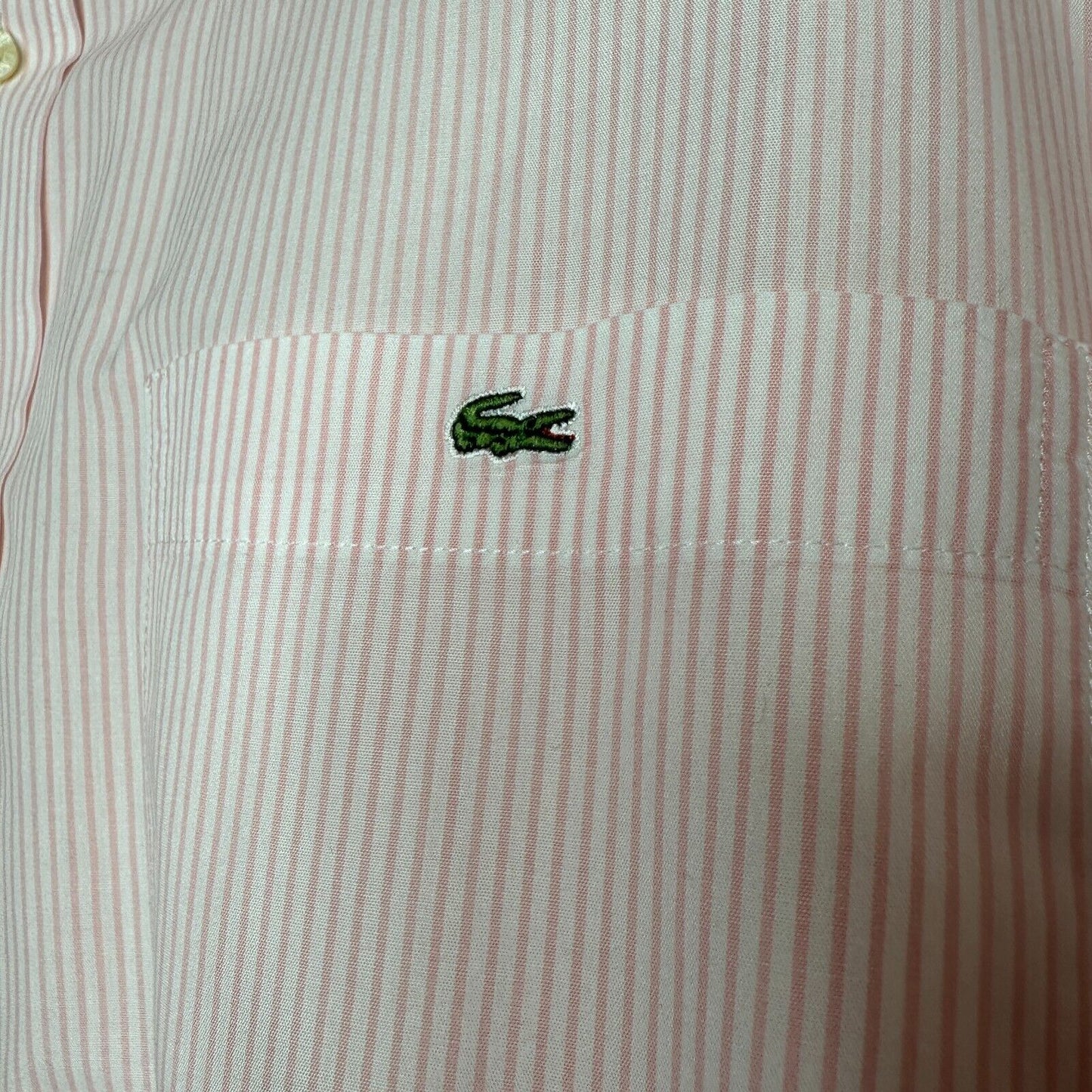 Lacoste Pink & White Pinstripe Short Sleeve Casual Button Front & Collar 40