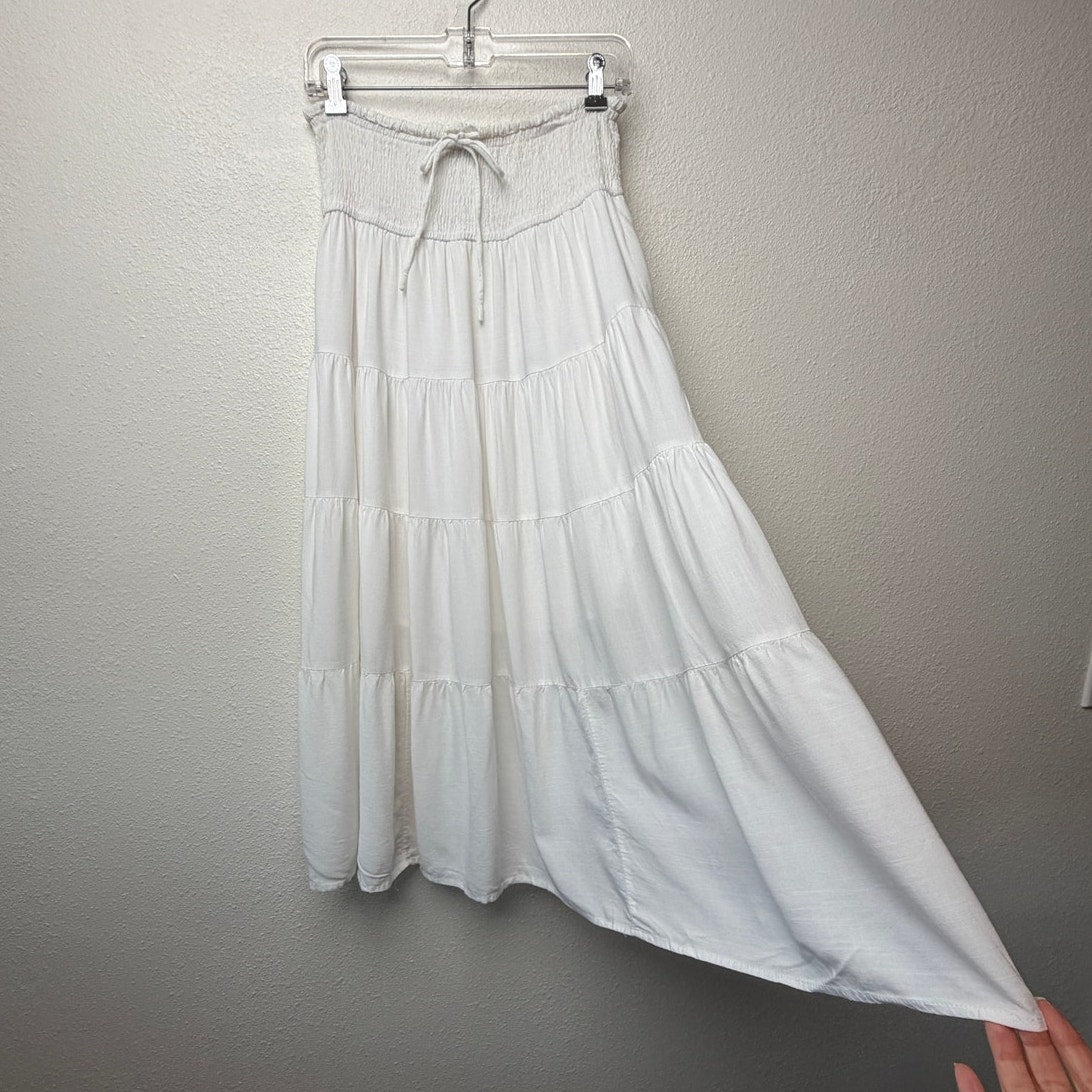 HAEOF White Smocked Convertible Midi Dress Maxi Skirt Women's US S