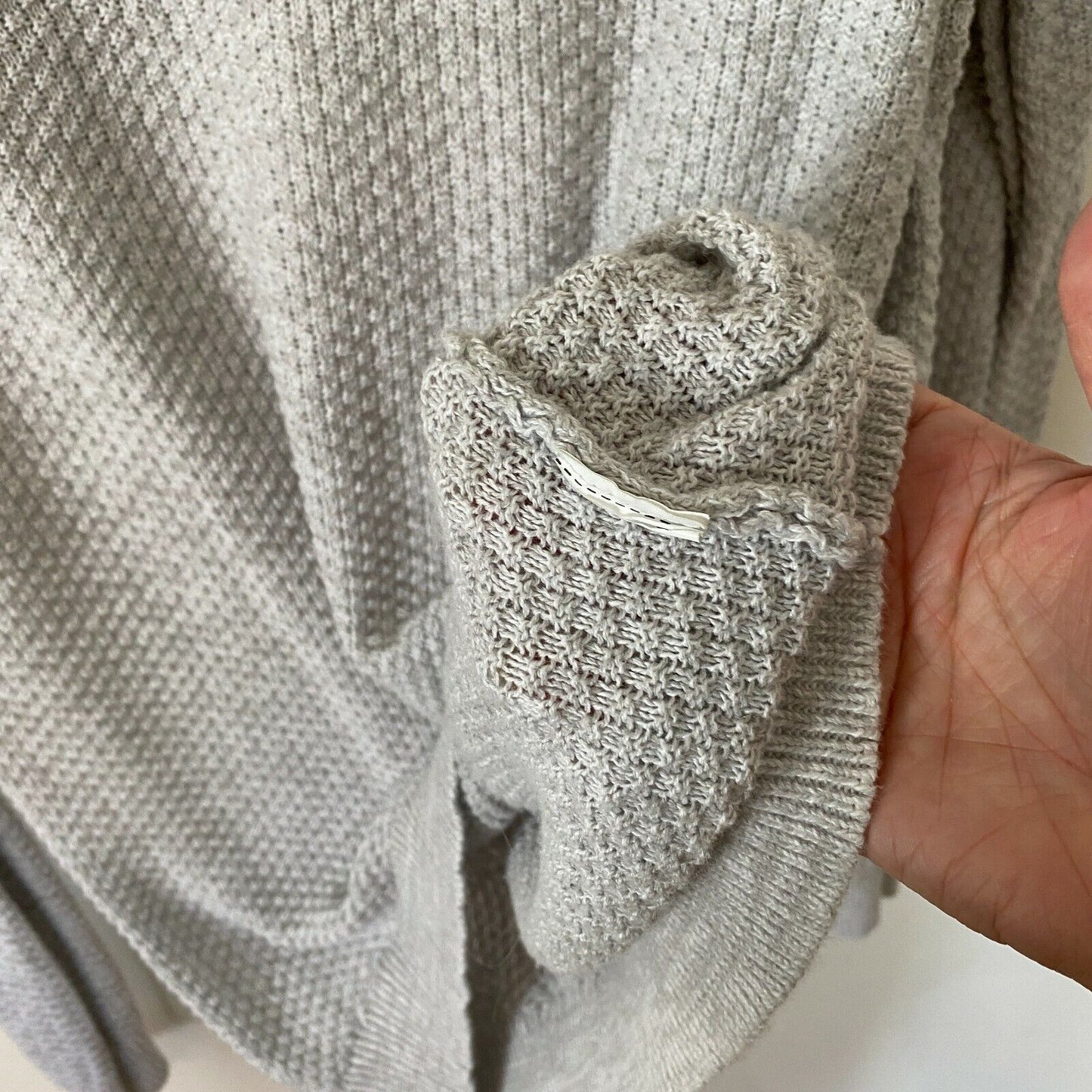 Cotton On Gray V-Neck Light Weight Knit Long Line Banded Sweater Jumper Large