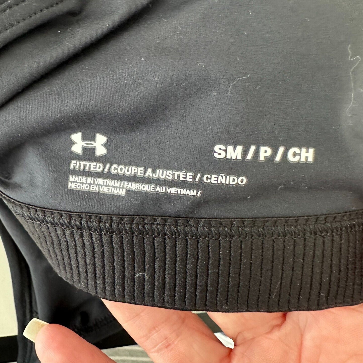 NWT Under Armour Black Meridian 4-Way Stretch Fitted Crop Tank Top Sports Bra S