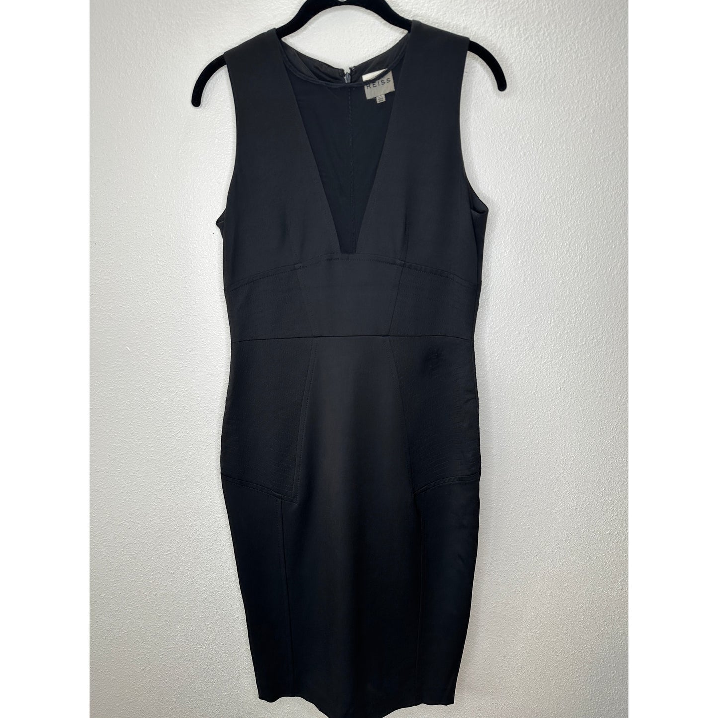 Reiss Black Sheer Mesh Brightwell Pencil Sheath Dress 6