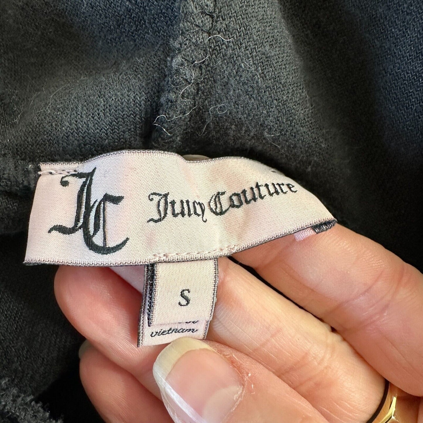 Juicy Couture Black Velour Long Sleeve Oversize Hoodie White Juicy Logo S