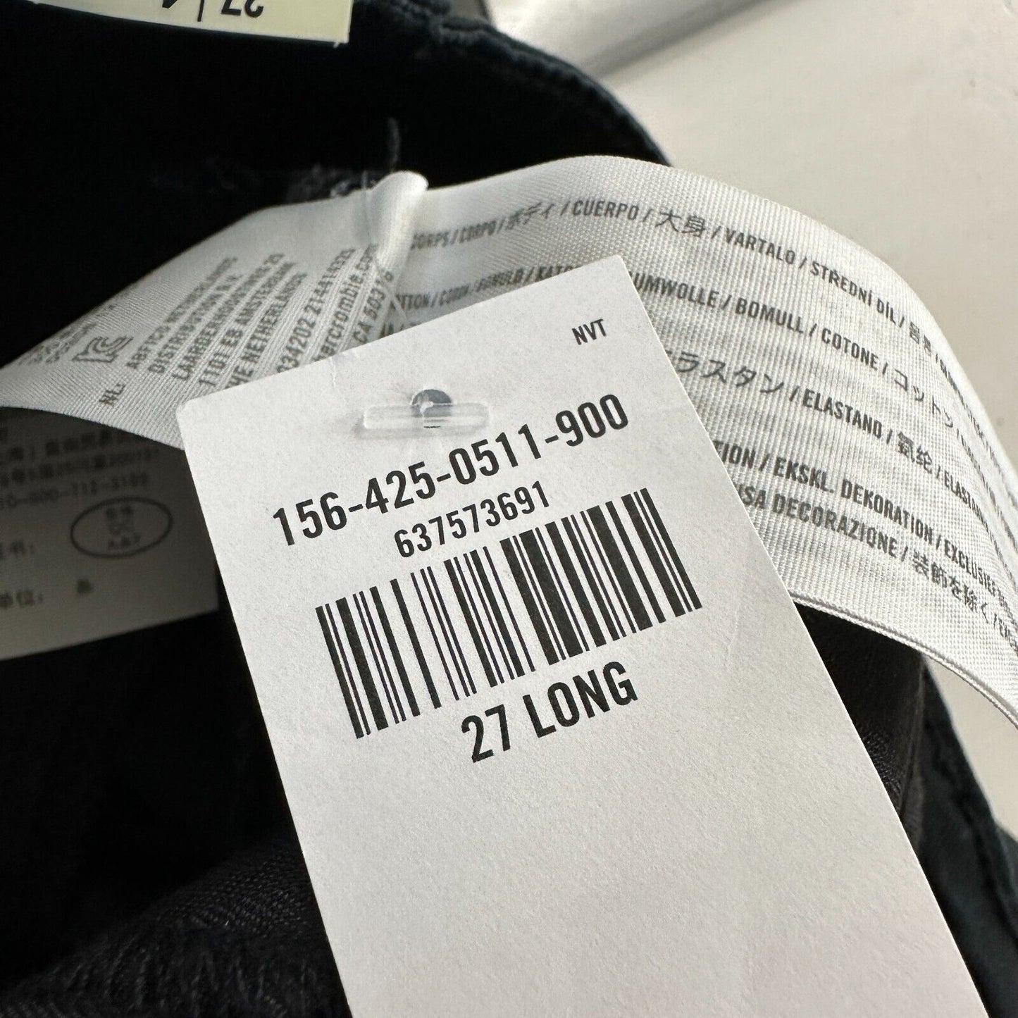 NWT Abercrombie & Fitch Black Denim Straight Leg Khaki Pants 27 / 4
