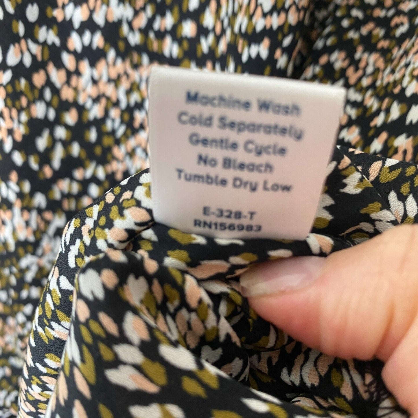 Allison Joy Black Peach Cream & Olive Print Halter Neck Sleeveless Tank Blouse S