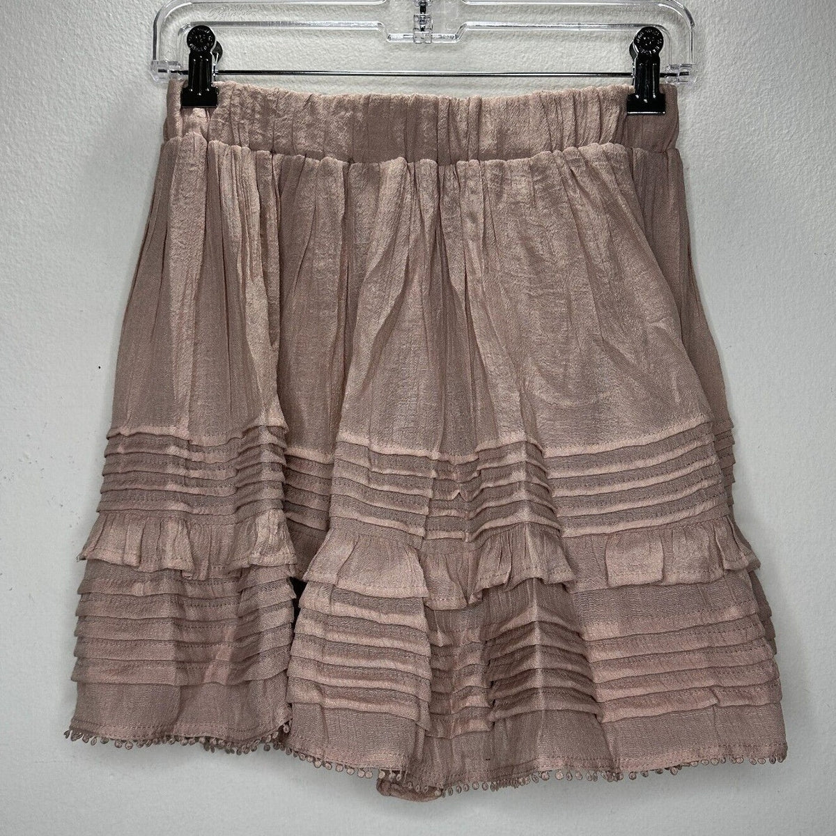 NWT Mustard Seed Poppy & Stella Dusty Rose Lined Pleated Teri Ruffle Mini Med