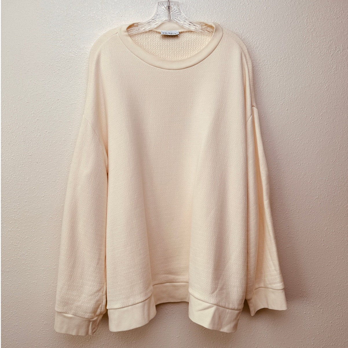 Raey Cream Oversized Crew Neck Japanese Jersey Sweatshirt US 14