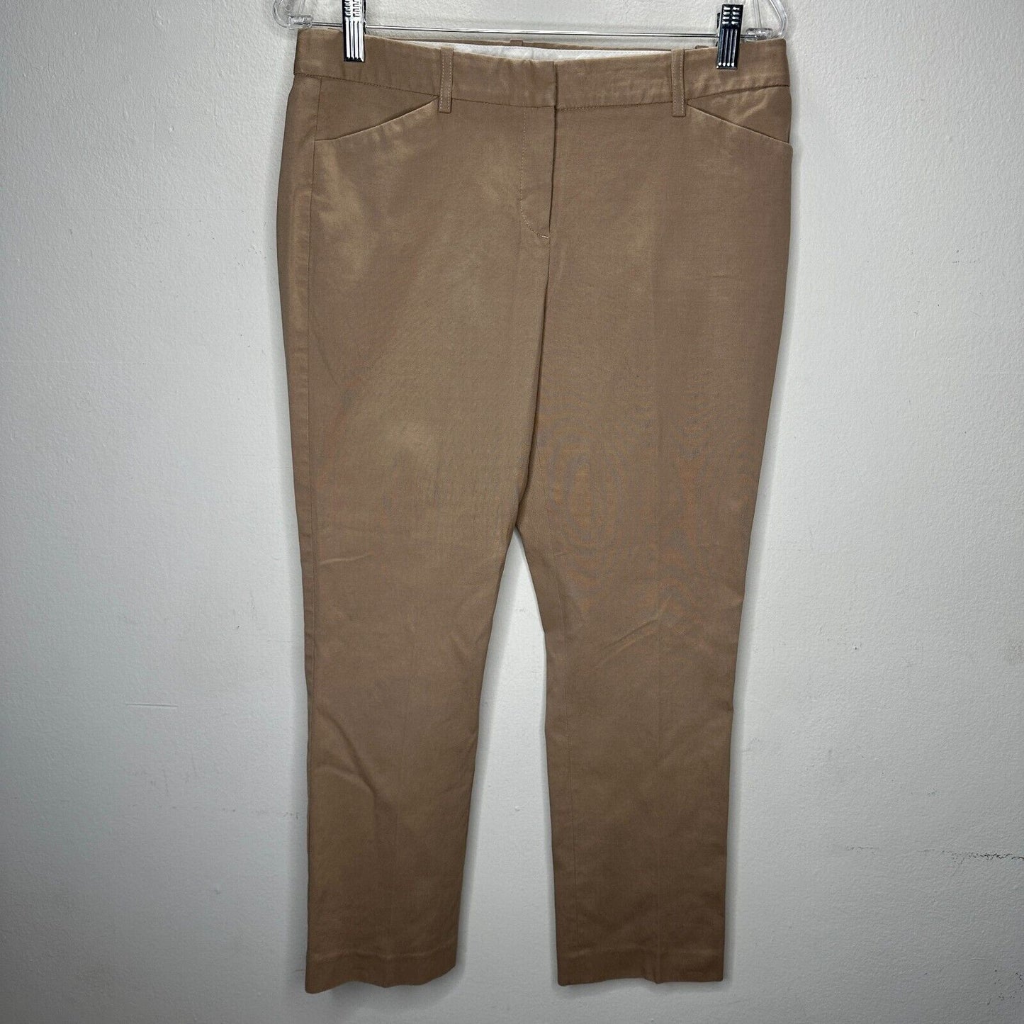 Theory Izelle S Cropped Pants Tan Camel Khaki Ankle Trousers Size 8