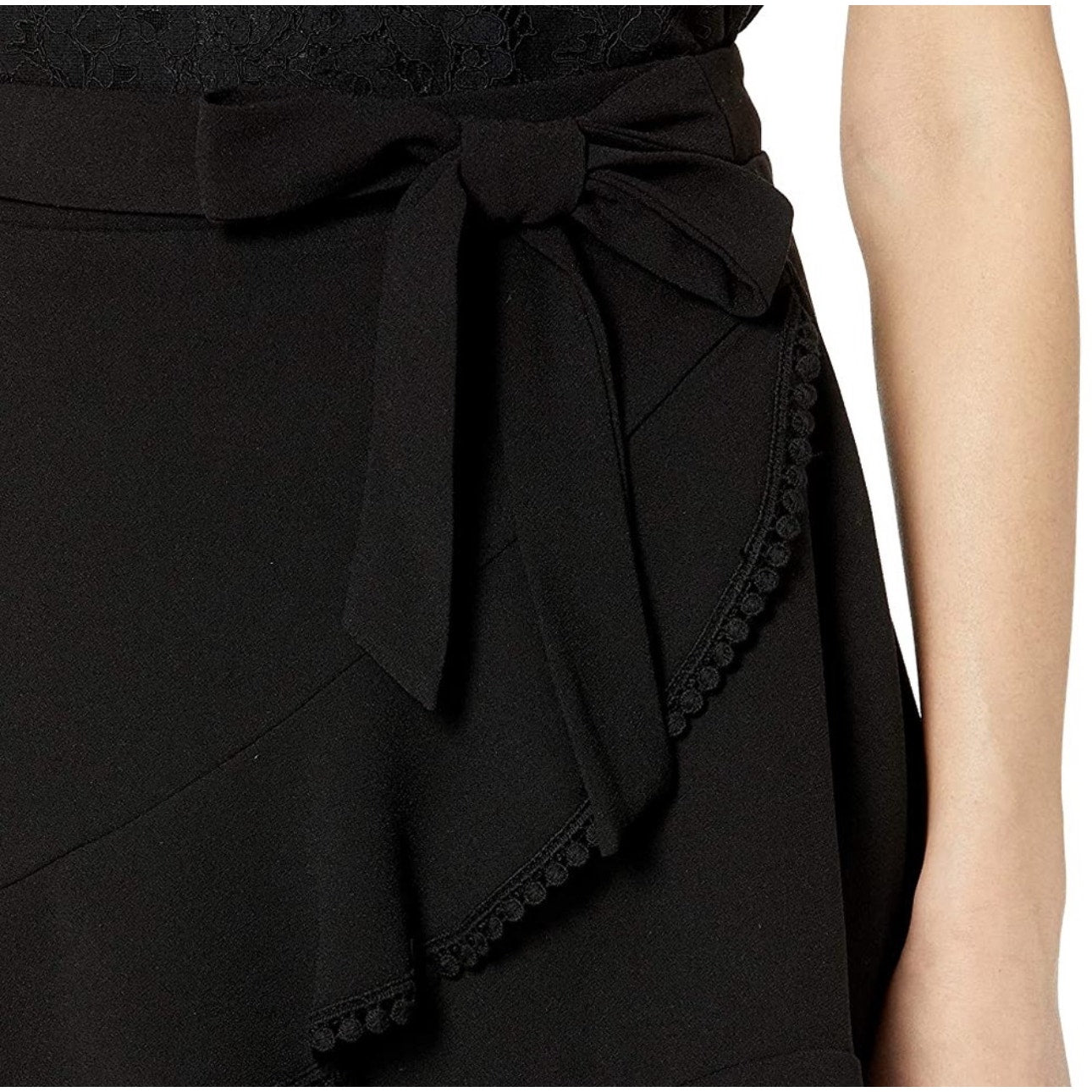 Cupcakes & Cashmere Black Pom-Pom Tiered Ruffle Faux Wrap Mini 6