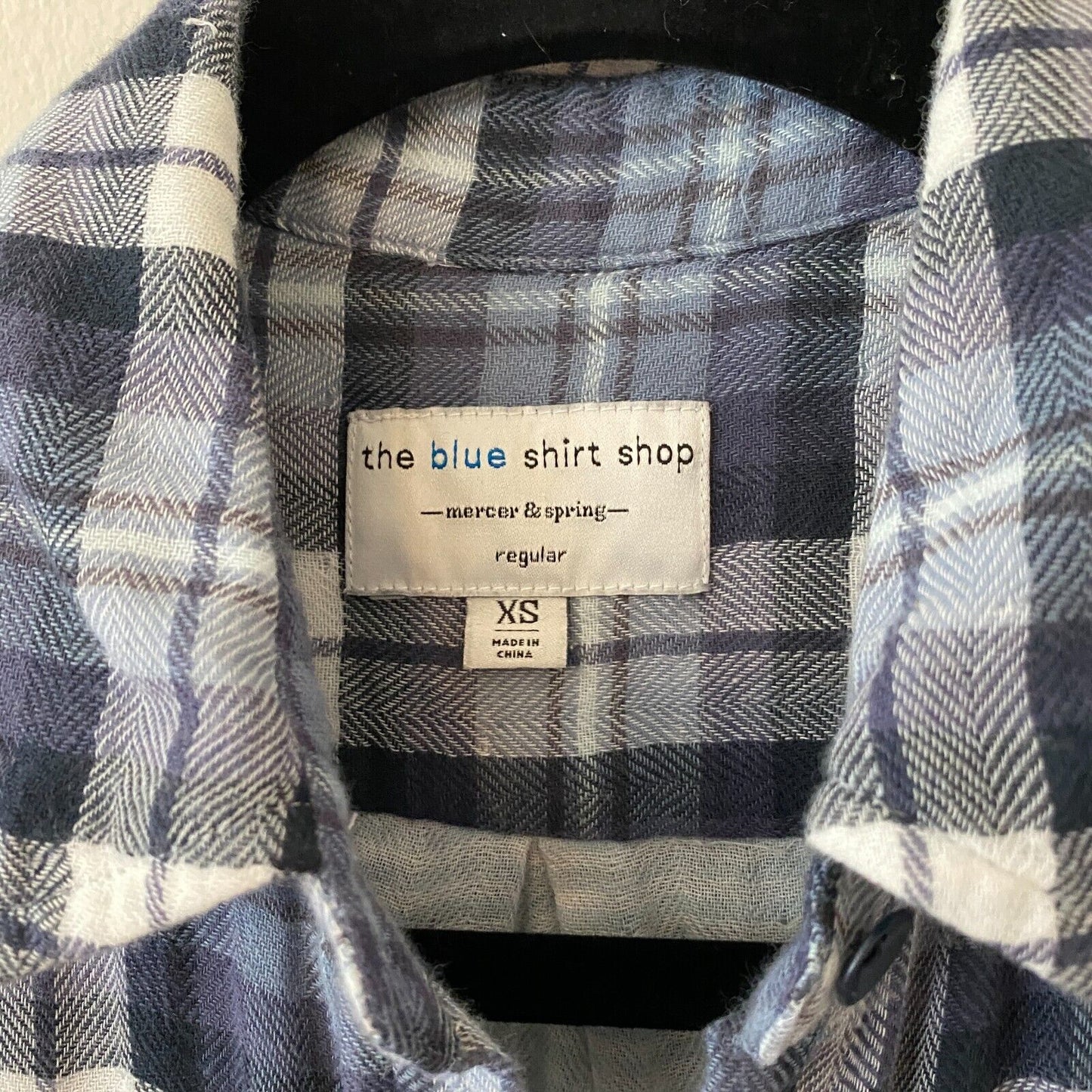 The Blue Shirt Shop Mercer & Spring Blue Plaid Button Long Sleeve Raw Hem XS