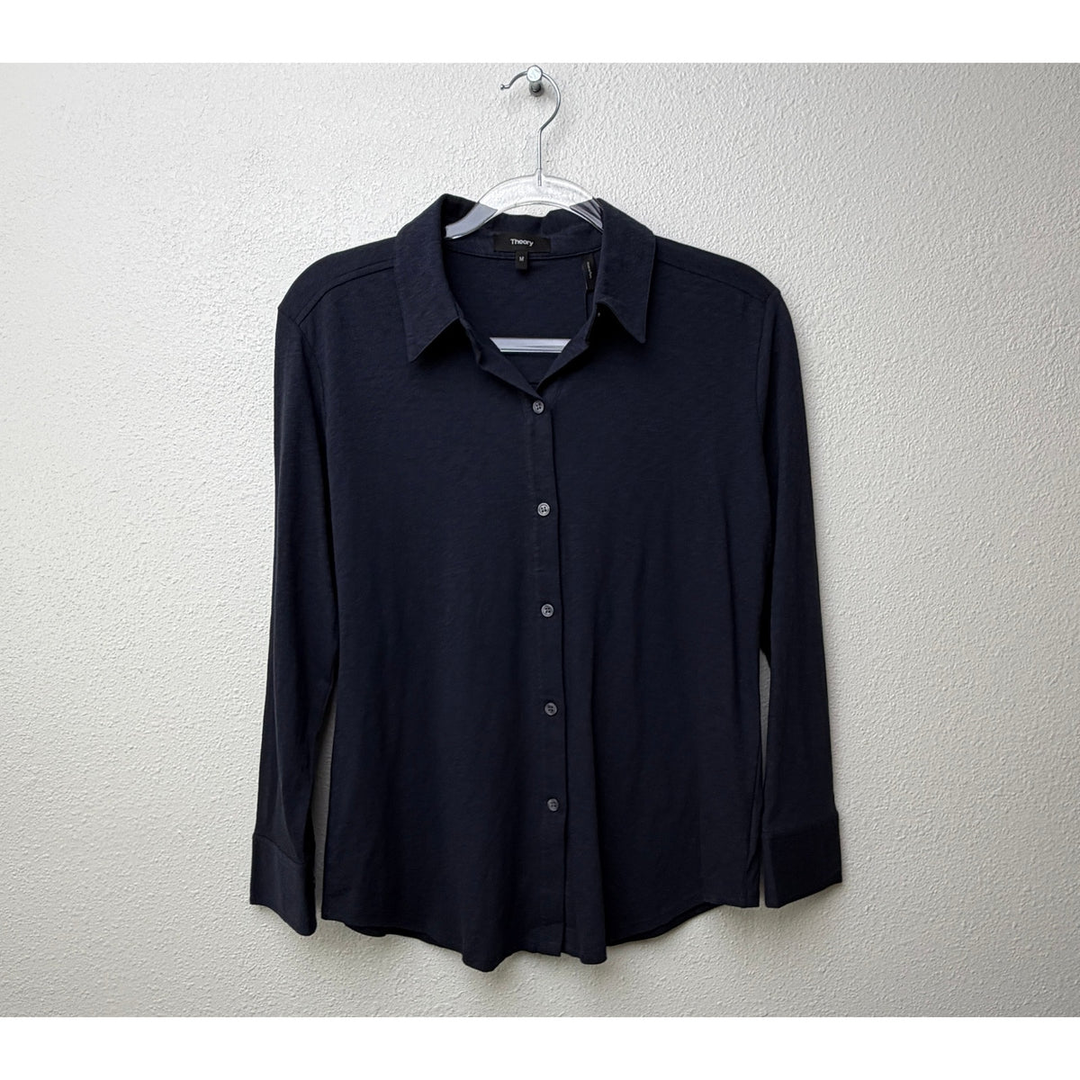 NWT Theory Riduro R Navy Slub Button Shirt Women M