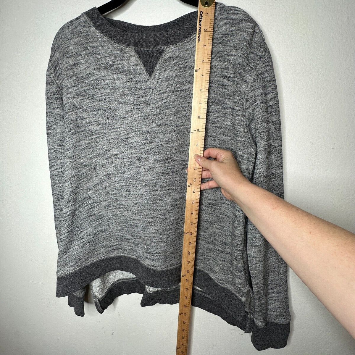 Rag & Bone Heather Gray Georgia Boxy Jumper Sweatshirt Dark Gray Trim S