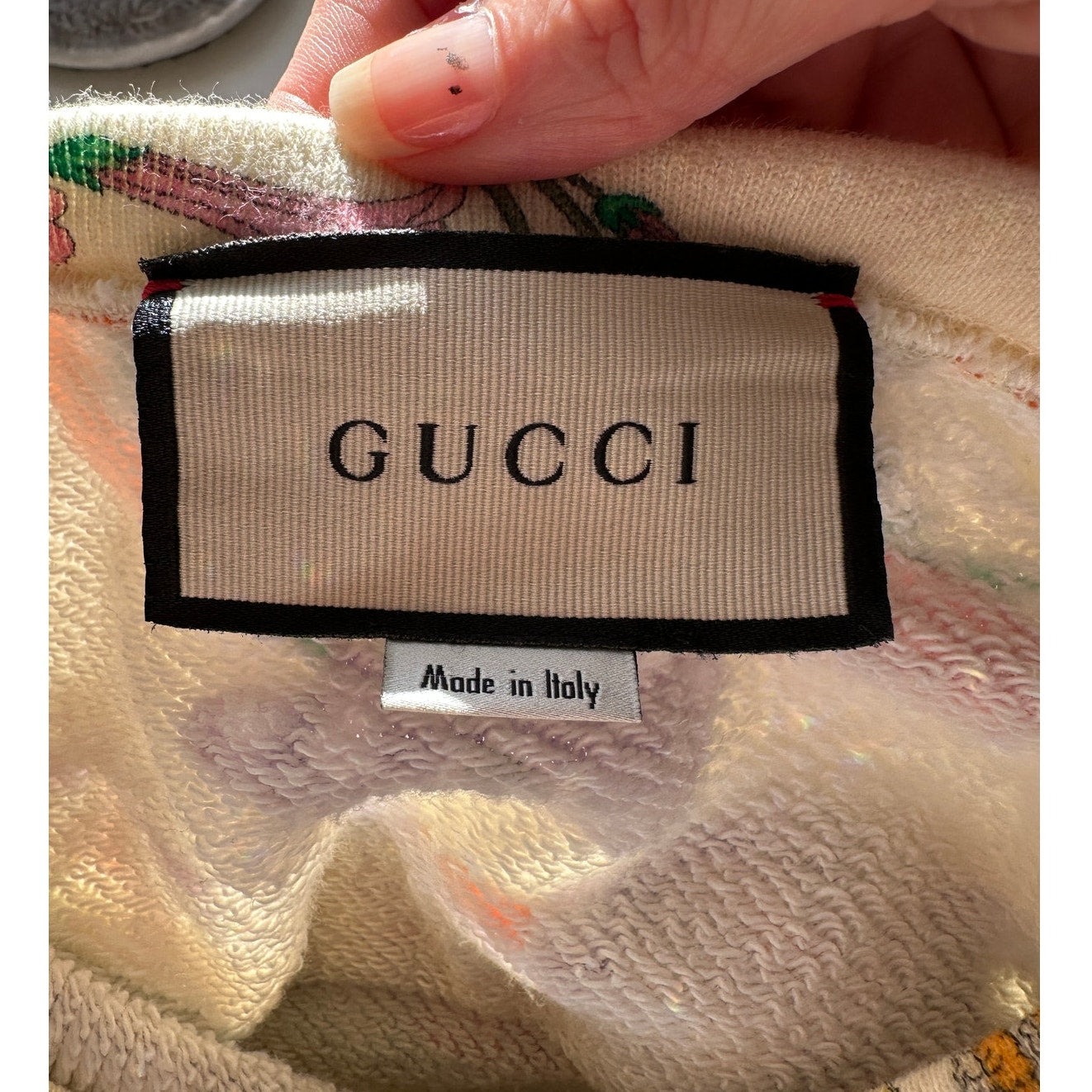 Gucci Flora Print Oversized Crewneck Sweatshirt Cream Women M