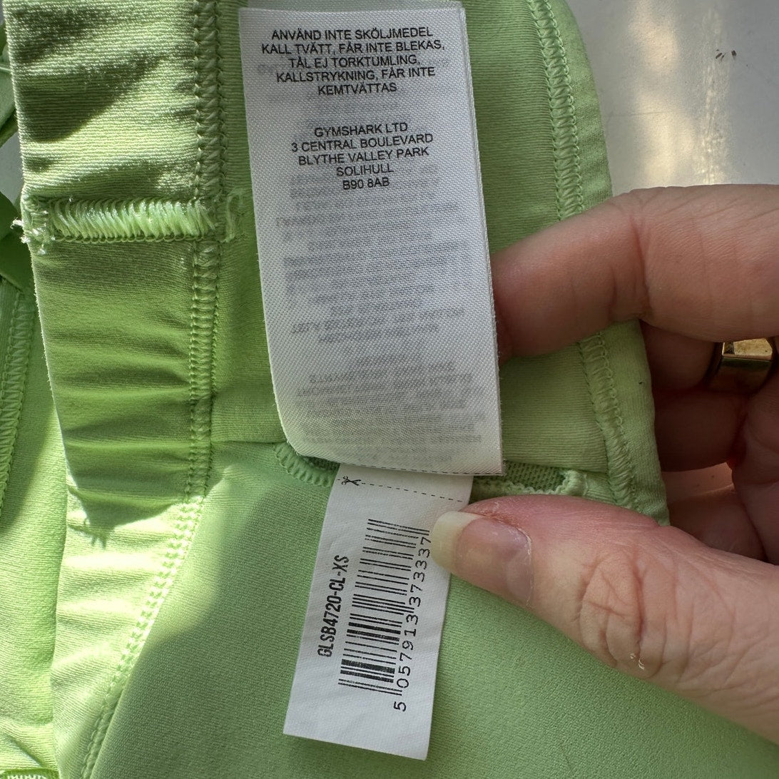 Gym Shark Yellow Green Ruched Racer Back Padded Sports Bra XS