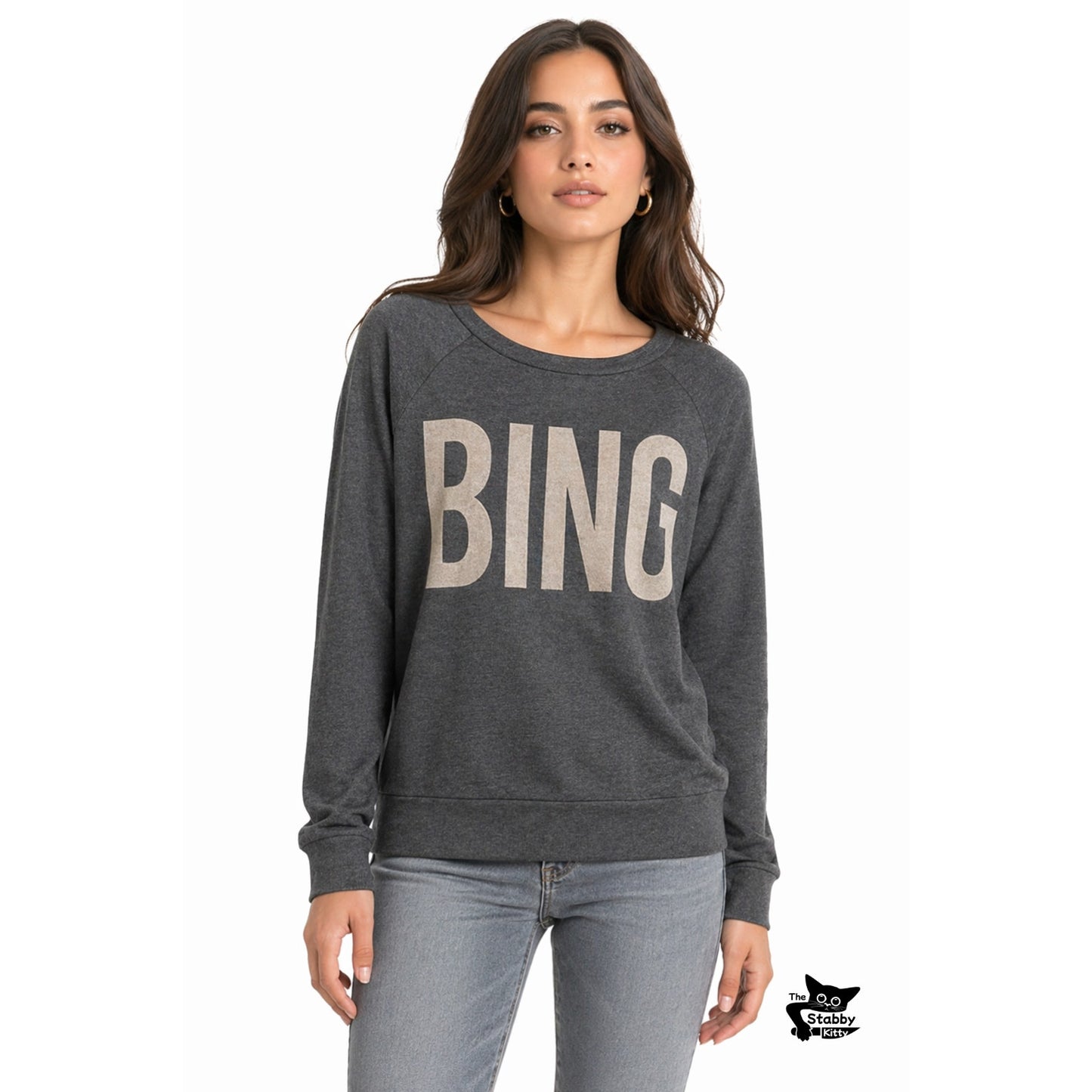 Anine Bing sweater gray graphic logo women US S crewneck