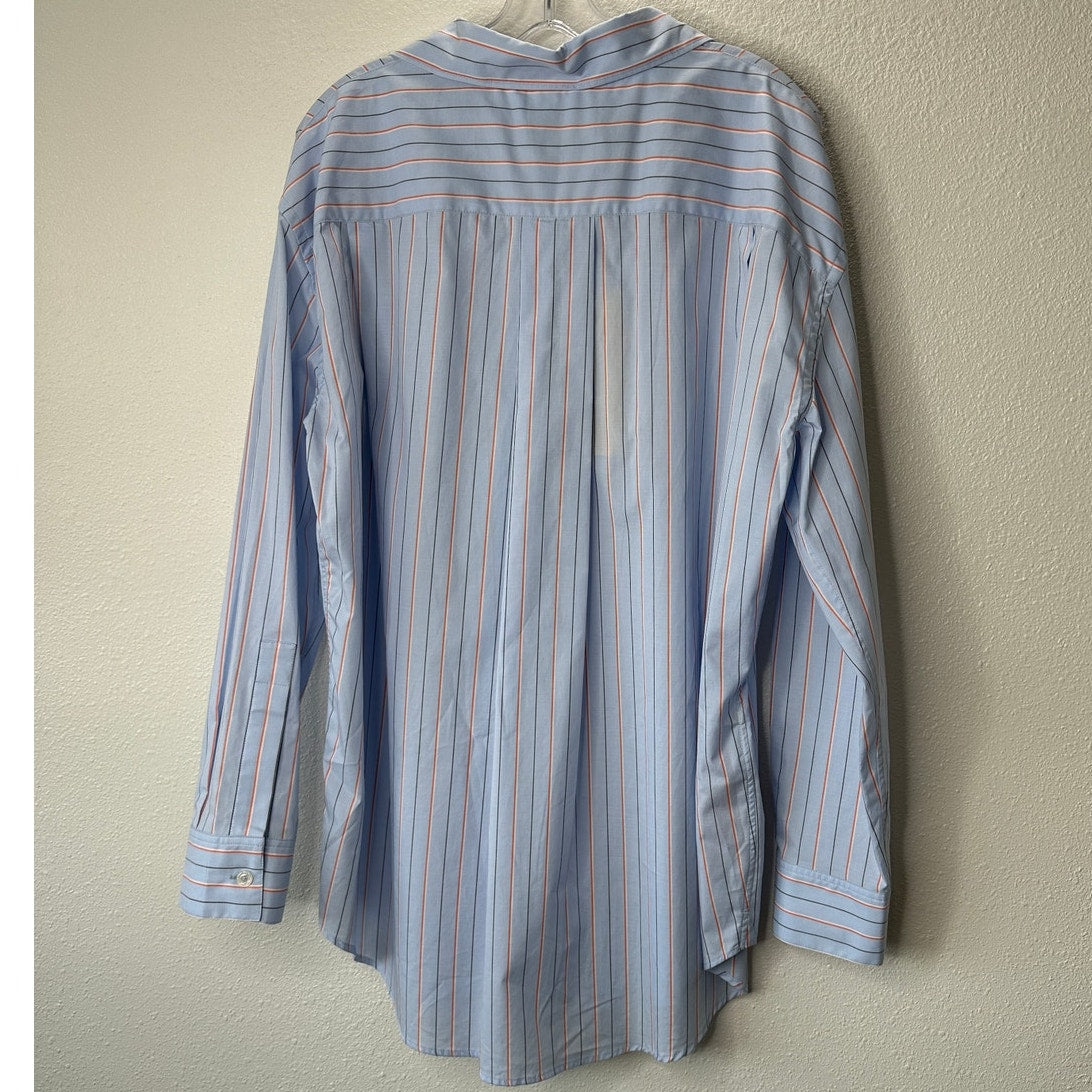 NWT Marni Camicia Organic Striped Cotton Poplin Iris Blue Collared Shirt 42 / 10
