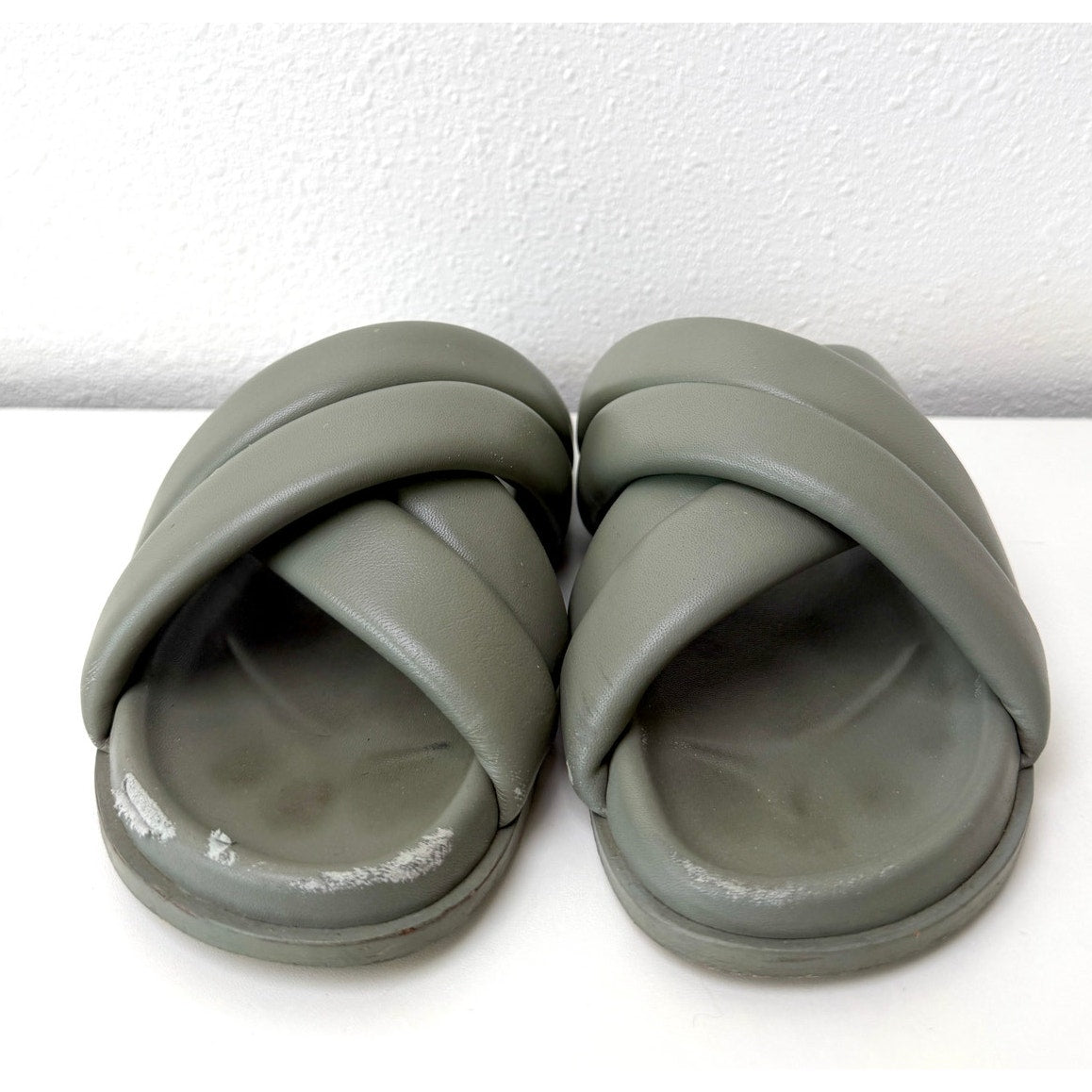 Anine Bing Lizzie Slides Sage Green Womens US 8