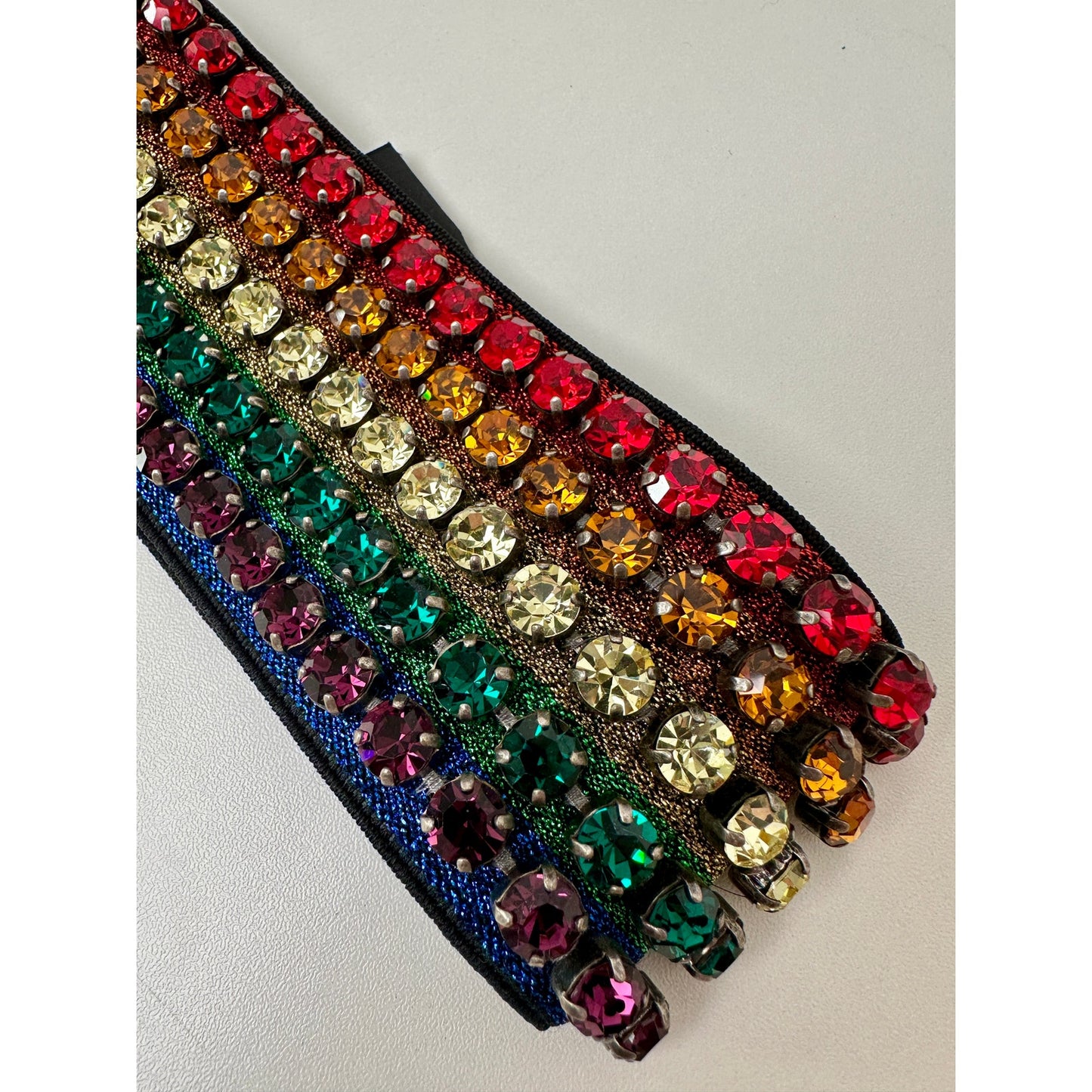 Gucci Multicolor Rhinestone Rainbow Stretch Headband