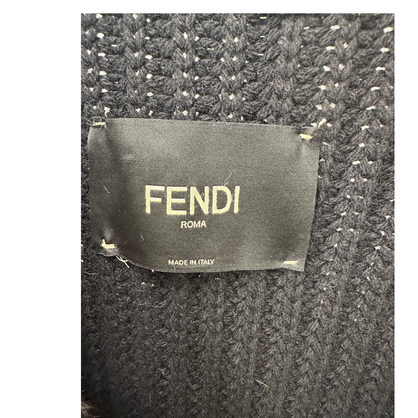 Fendi Black Chunky Balloon-Sleeve Cashmere and Mink Fur Animal Print Sweater 6