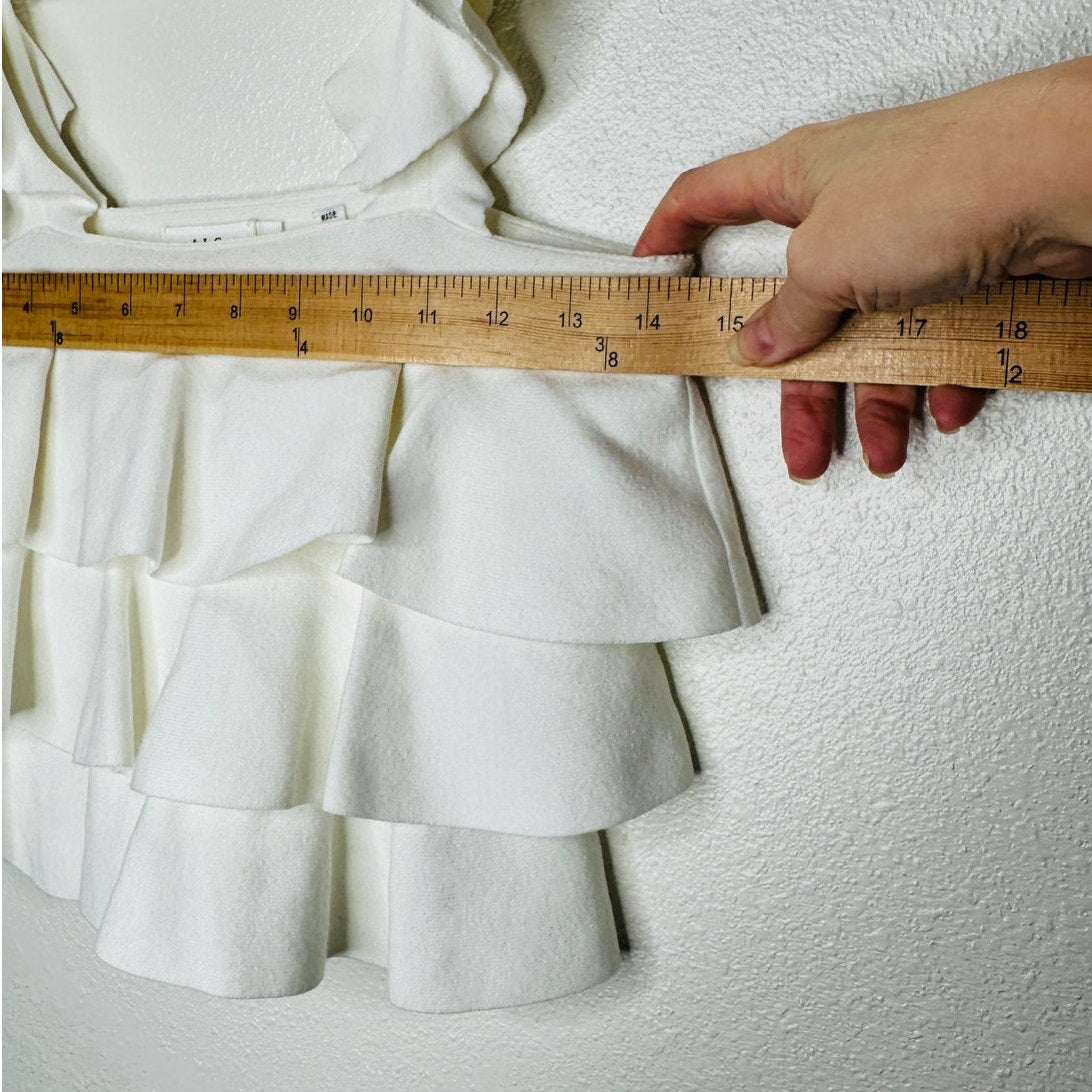 A.L.C. Rowley Ivory Tiered Ruffle Straight Neckline Tank XS