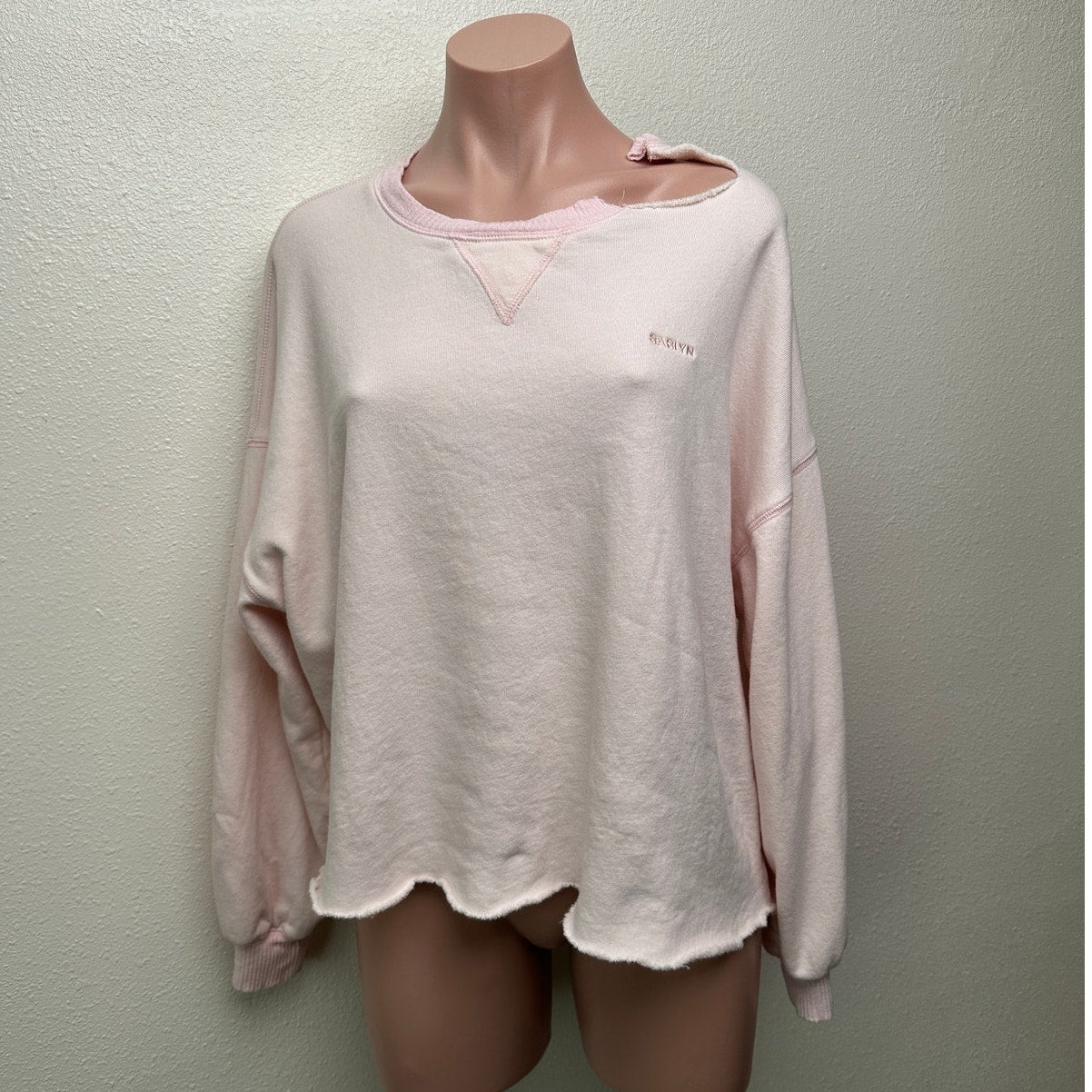 Sablyn Cropped Sweatshirt Light Pink Women’s US M Raw Hem