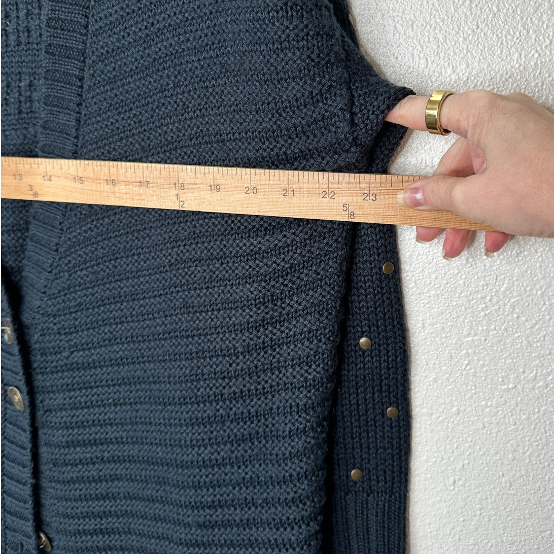 Volcom Black Cardigan Gold Studded Sleeves Gold Buttons