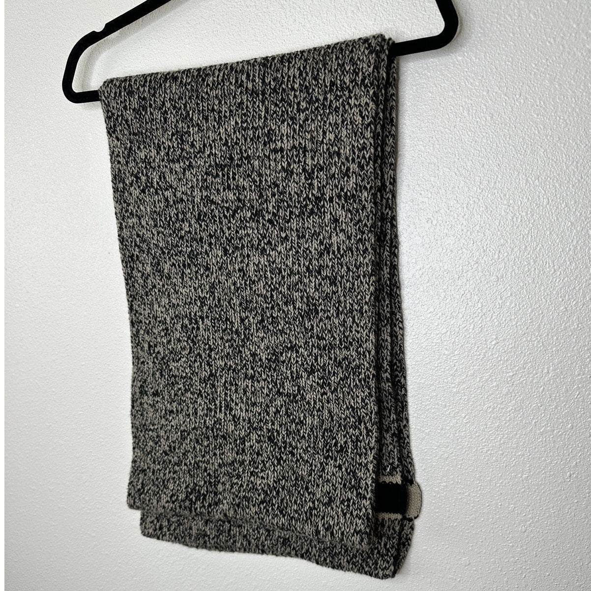 Christian Dior Beige & Black Marled Thick Knit Wool Cashmere Blend Scarf