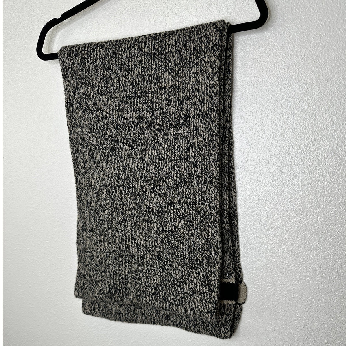 Christian Dior Beige & Black Marled Thick Knit Wool Cashmere Blend Scarf