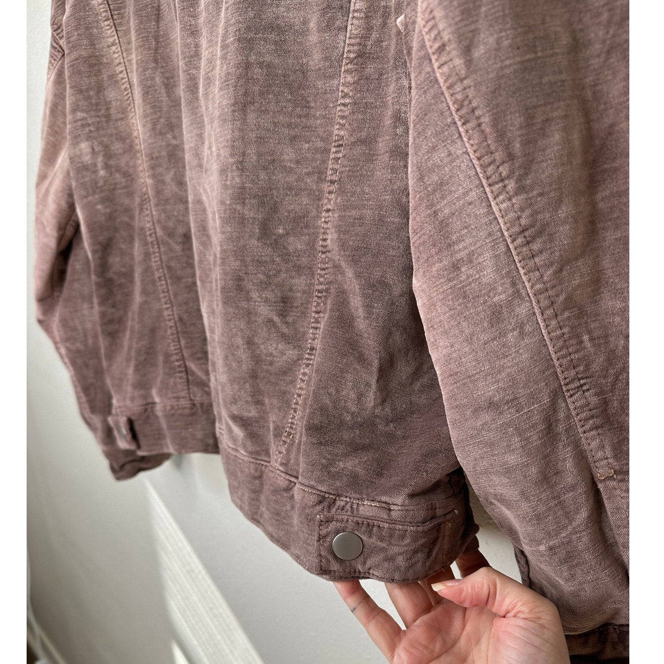 Free People Mauve Velvet Front Zip Trucker Bomber Jacket XS / S
