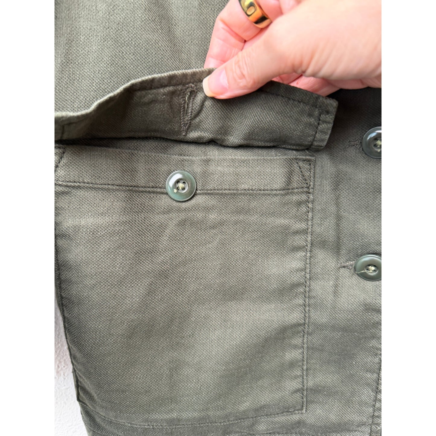 The Great Olive Green Cropped Utility Jacket Oversized US 0