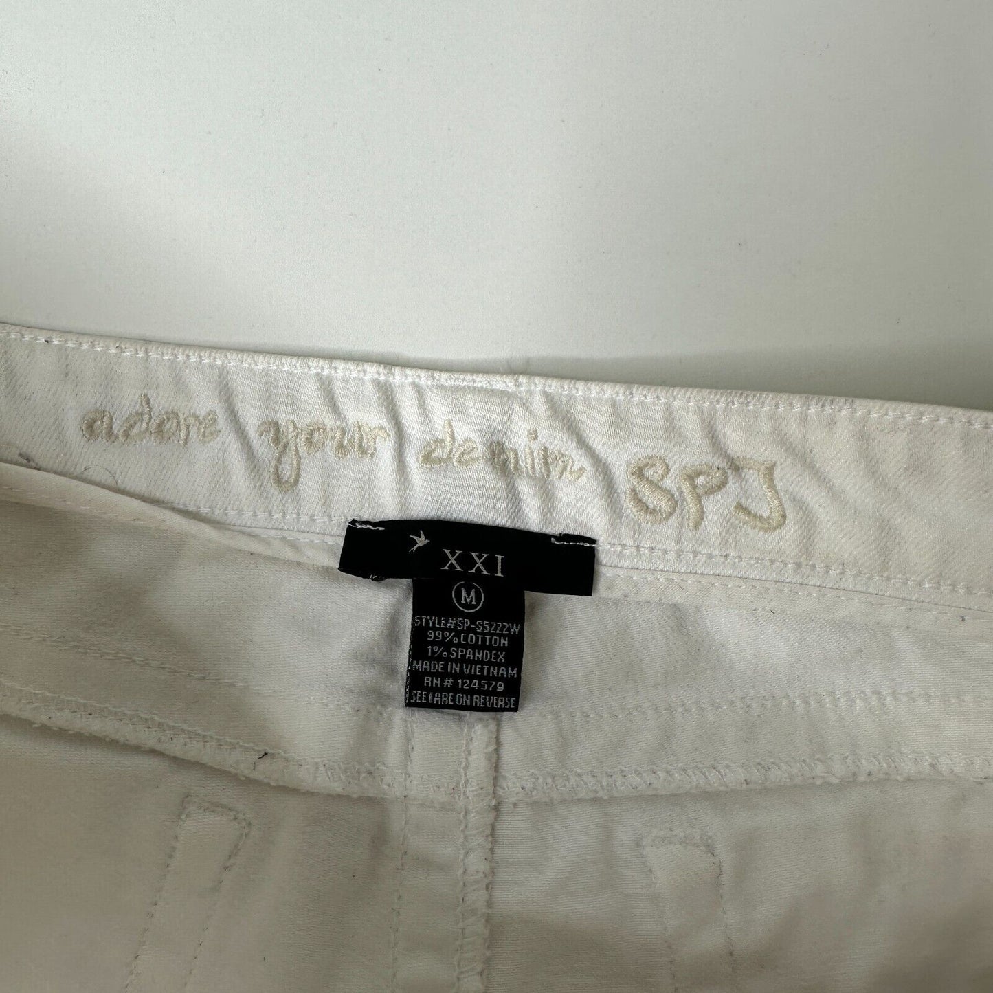 Adore Your Denim SPJ White Distress Denim Jean Shorts Raw Edge