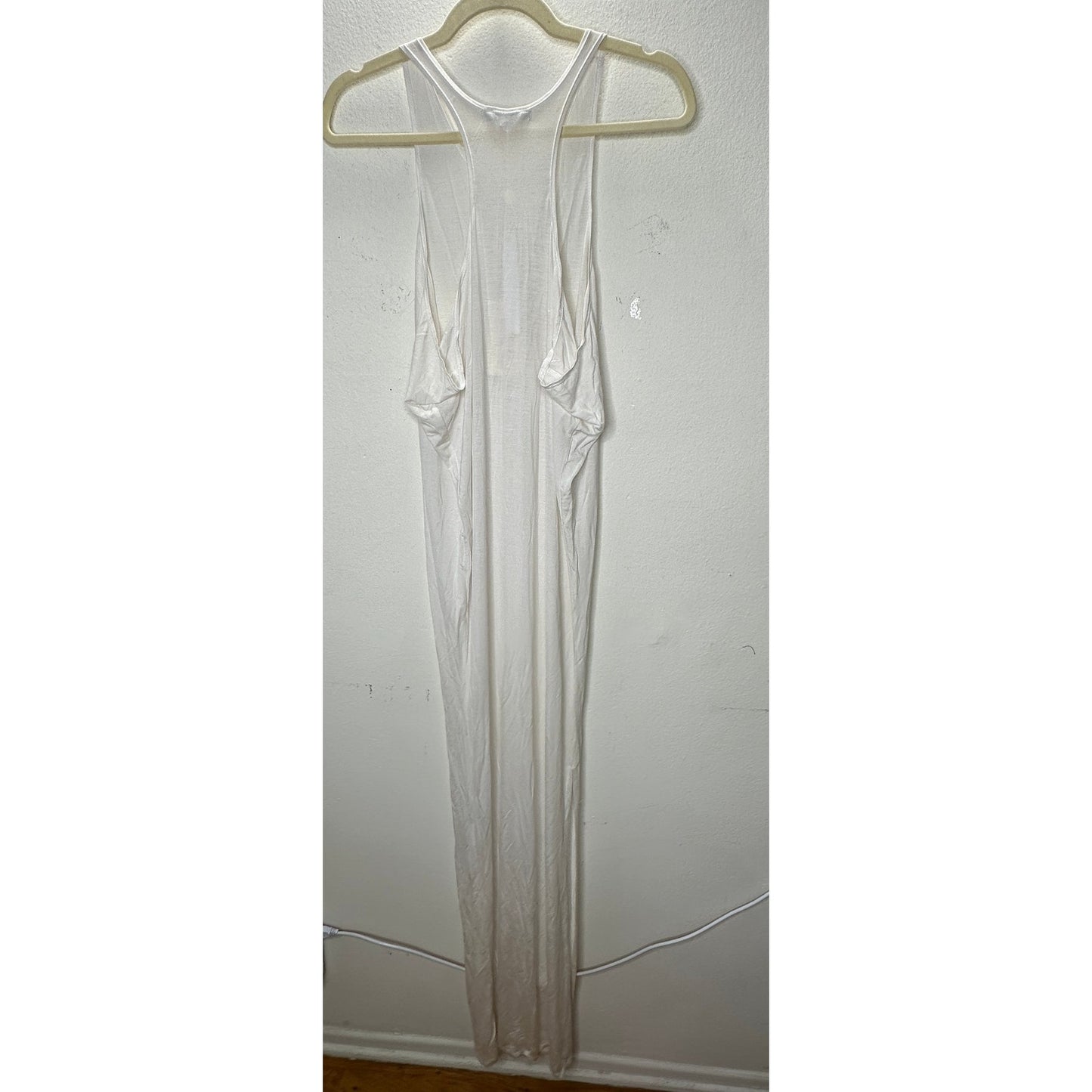 Mikoh Swimwear Maverick Sheer White High Neck Maxi Tank Dress