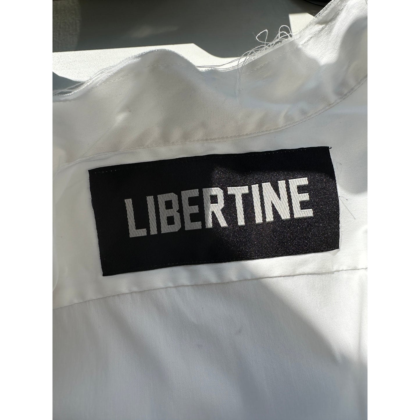NWT Libertine Silk Screen Melange Deconstructed Mandarin Button Shirt L / XL