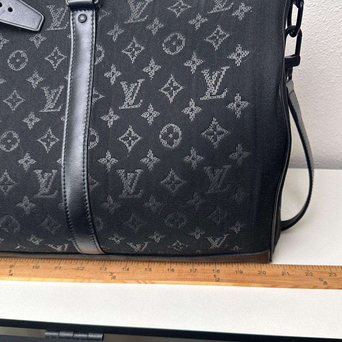 Louis Vuitton Keepall Light Up Bandoulière 50 Black Fiber Optic Monogram Duffle