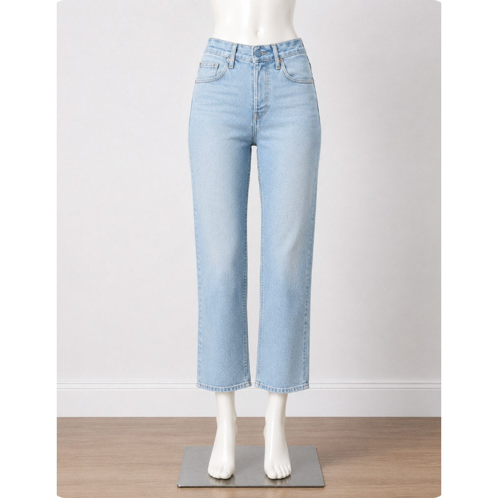 GRLFRND Dree Light Wash In My Time Crop Jean Hidden Button Fly Straight Leg 31