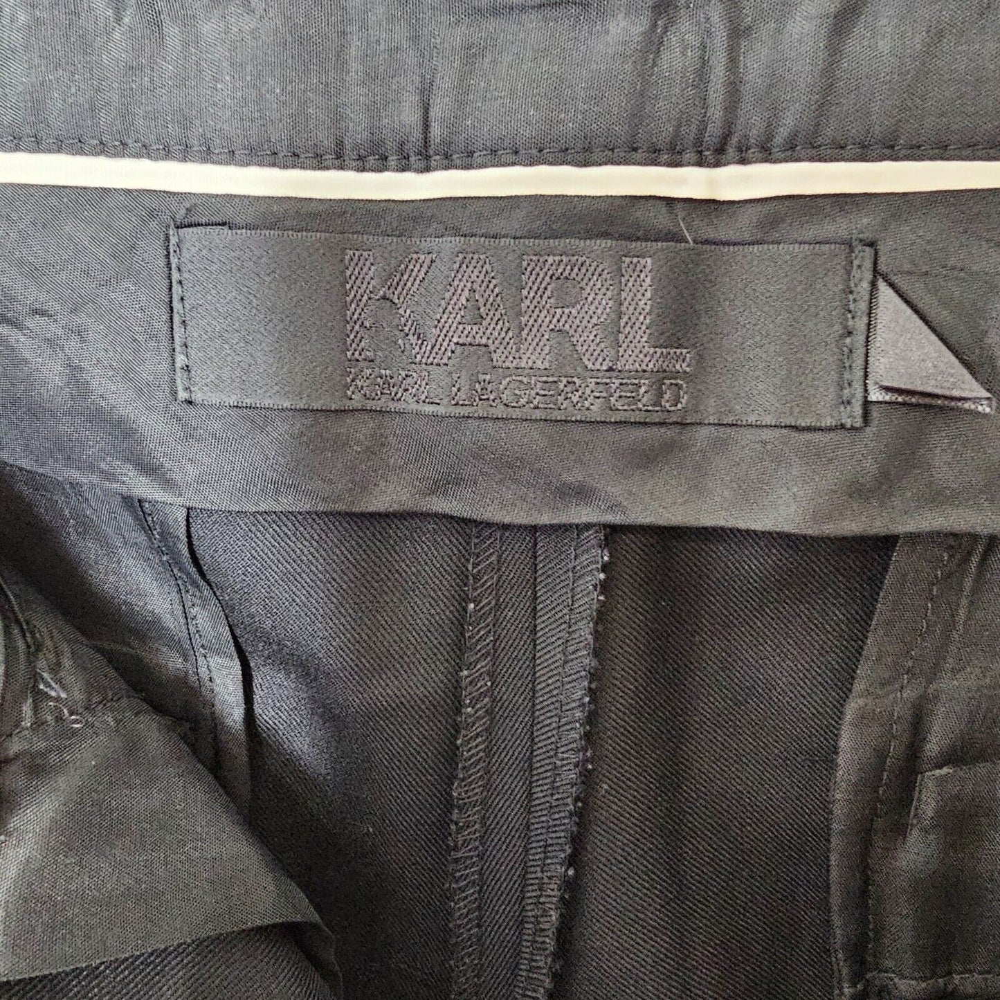 Karl Lagerfeld Black With White Stripe High Waist Tailored Pants FR40 IT44 L