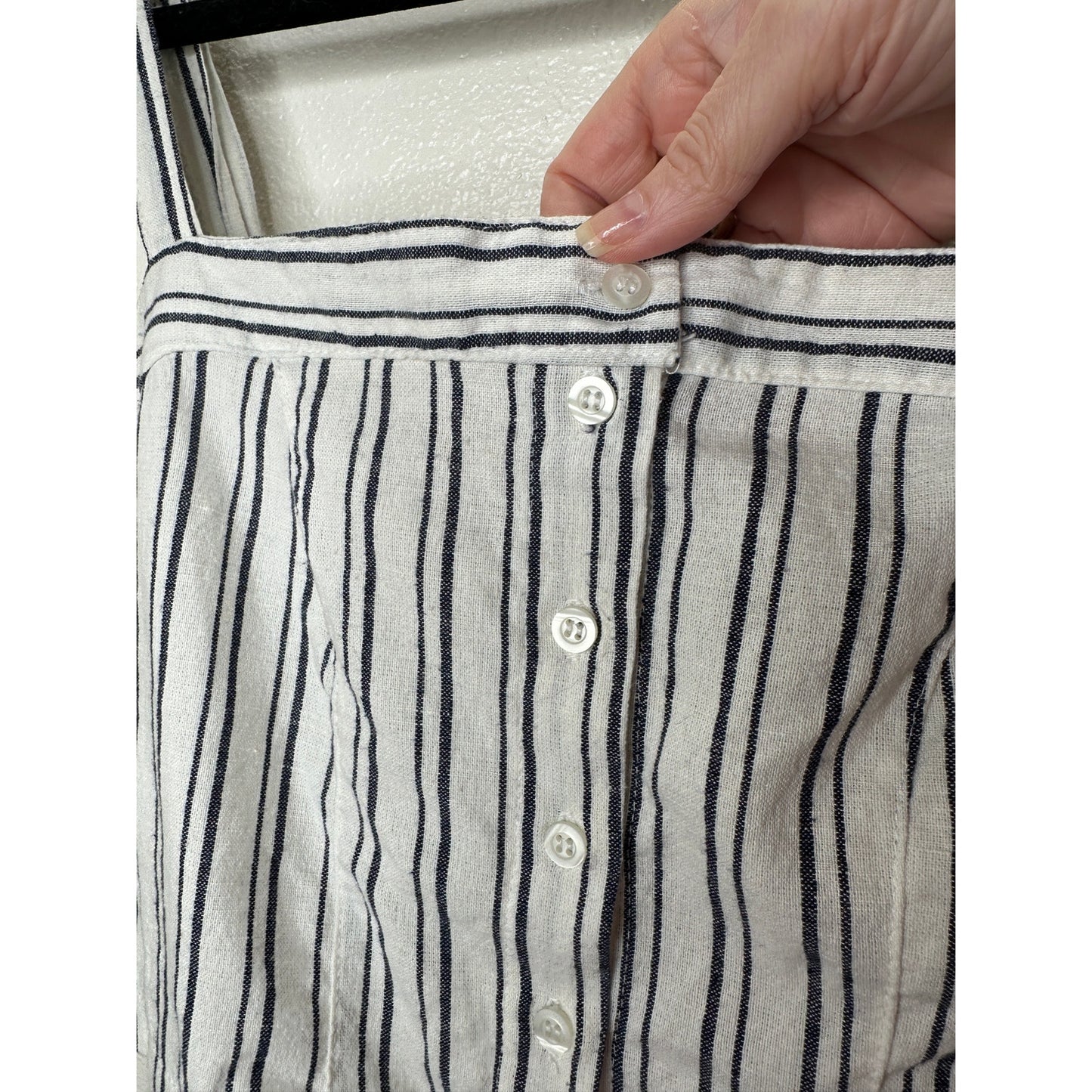 Brandy Melville Astrid White & Black Stripe Button Down Crop Top