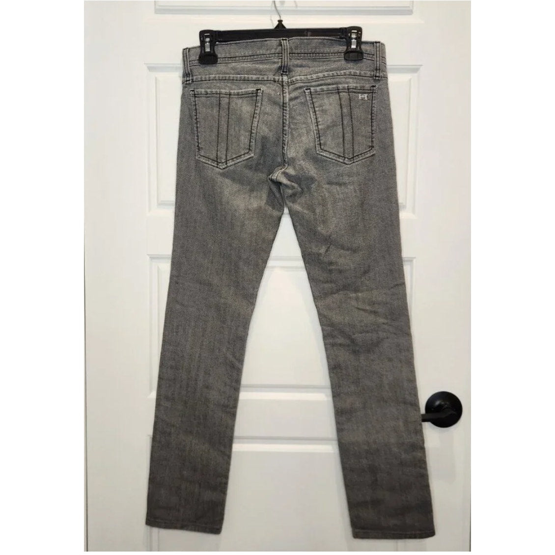 Vintage Y2K Habitual Gray Black Low Rise Straight Skinny Denim Jeans 25