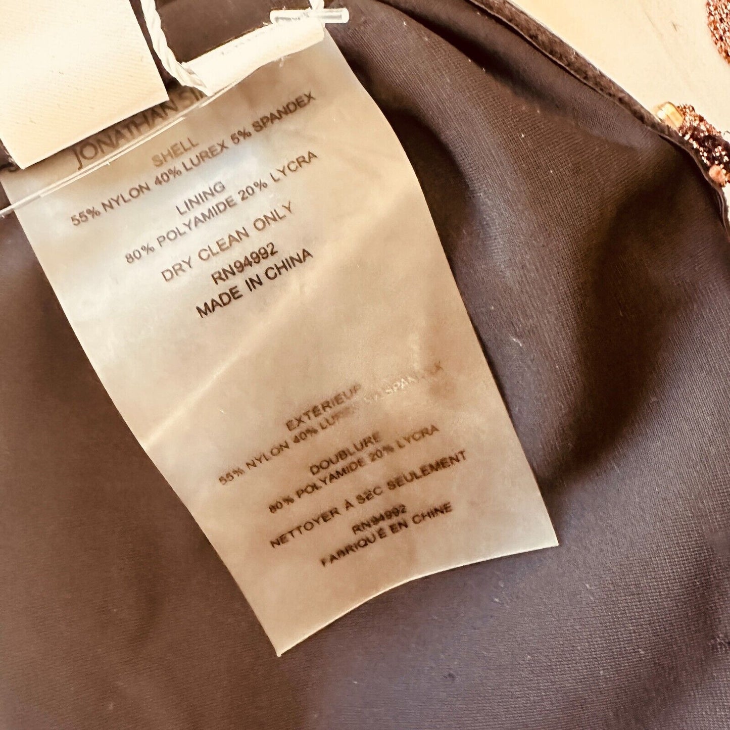 NWT Jonathan Simkhai Katrine Copper Shimmer Bikini Top Tie-Front Bandeau XS