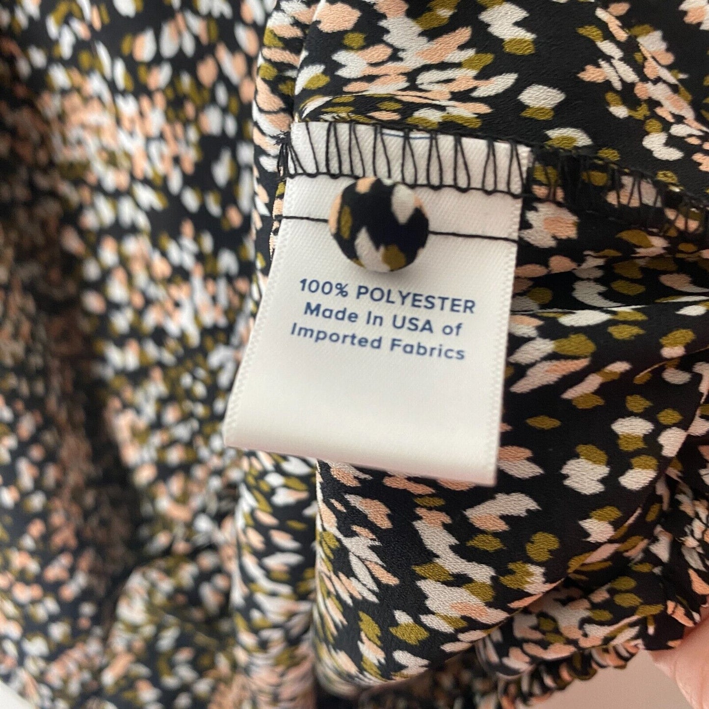 Allison Joy Black Peach Cream & Olive Print Halter Neck Sleeveless Tank Blouse S