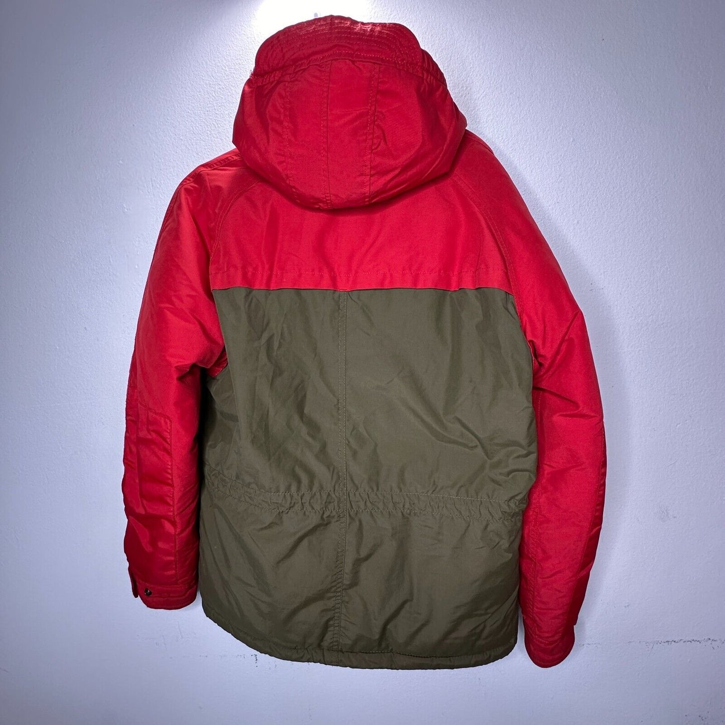 Scotch & Soda Olive Green & Red Front Zip Button Hooded Heavyweight Jacket M