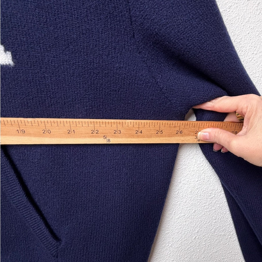 AMI Paris Ami de Coeur Heart Logo Navy Wool Knit Hoodie Men's US L