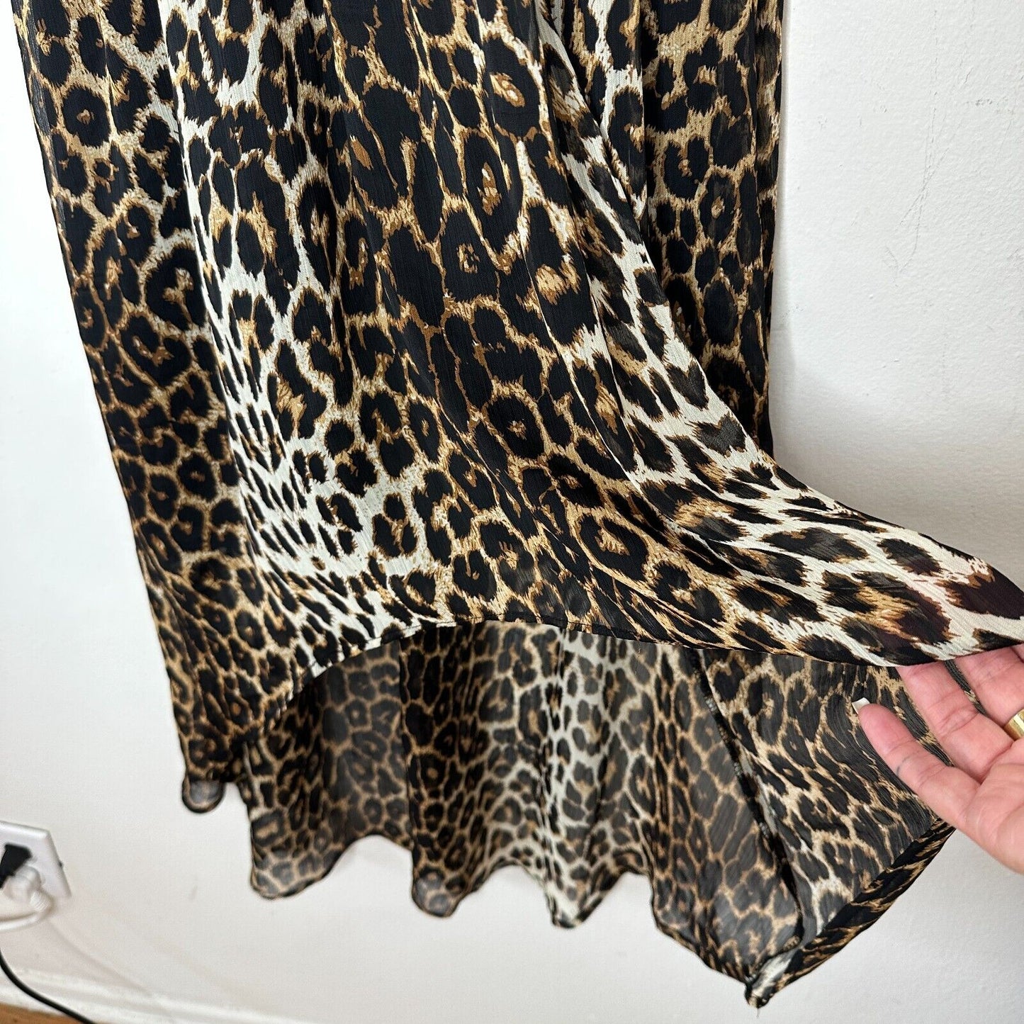 Xtaren Cheetah Print Strappy Hi-Low Open Side Sweetheart Neck Zip Back Dress S