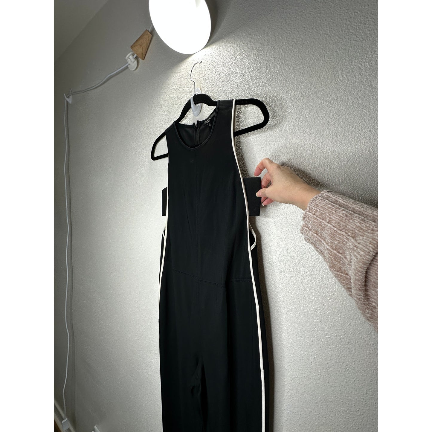 Rag & Bone Luna Black White Trim Sleeveless High Neck Cut Out Sides Jumpsuit 2