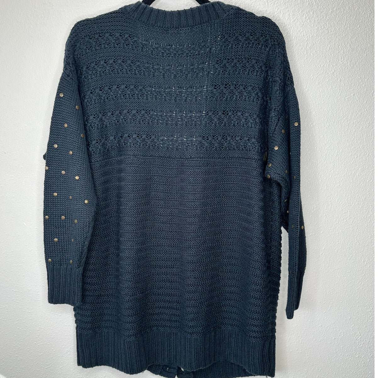 Volcom Black Cardigan Gold Studded Sleeves Gold Buttons