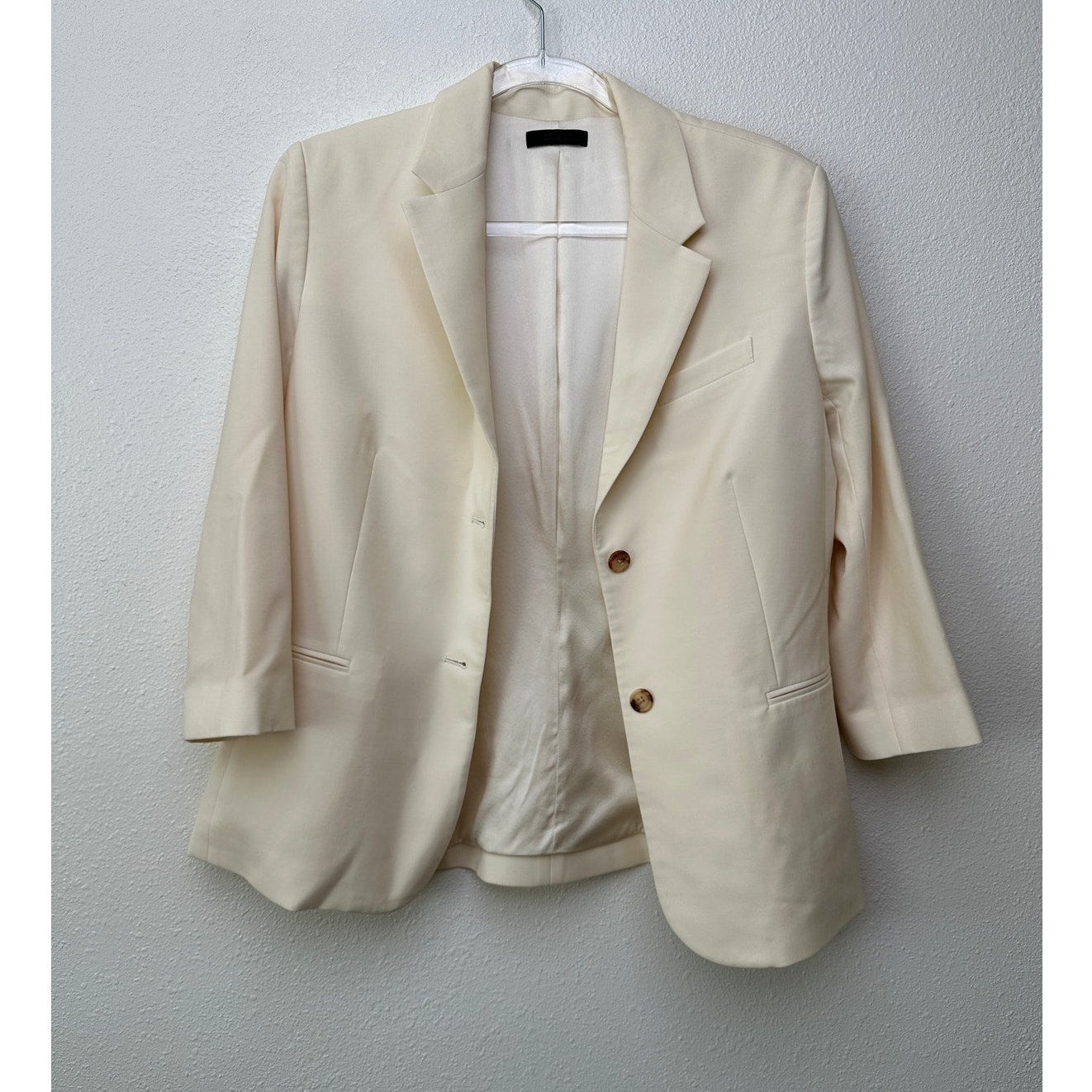 The Row Cream Wool-Silk Two-Button Blazer Jacket Women’s 14