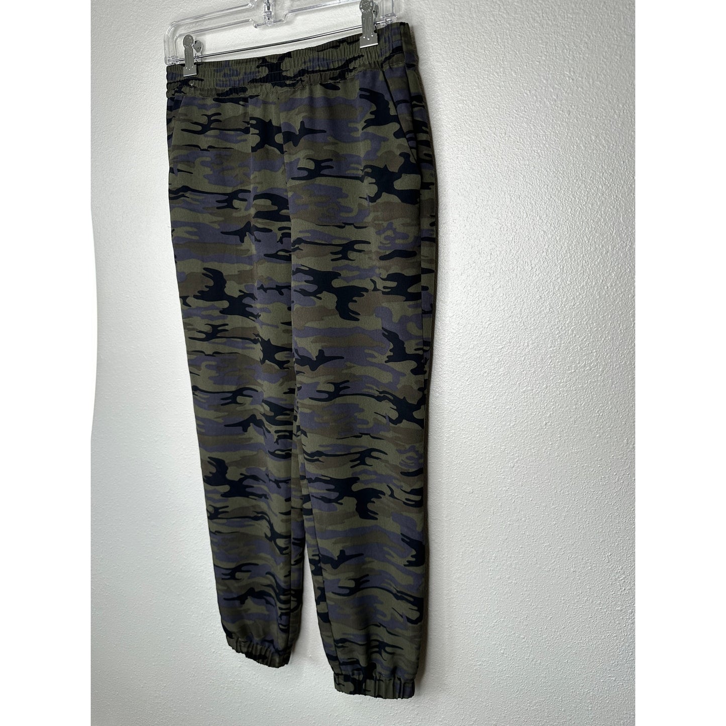 Sanctuary Green Black Blue Camo Print Cinch Waist Banded Joggger S