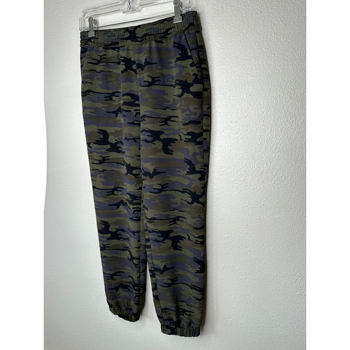 Sanctuary Green Black Blue Camo Print Cinch Waist Banded Joggger S