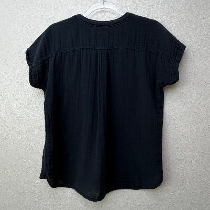 Faherty Dream Cotton Desmond Top Navy Organic Gauze Henley Women's US XS